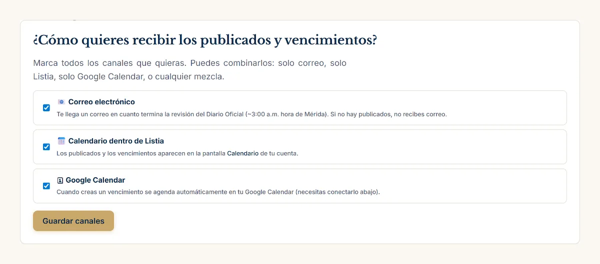 Tú decides cómo y cuándo te avisamos