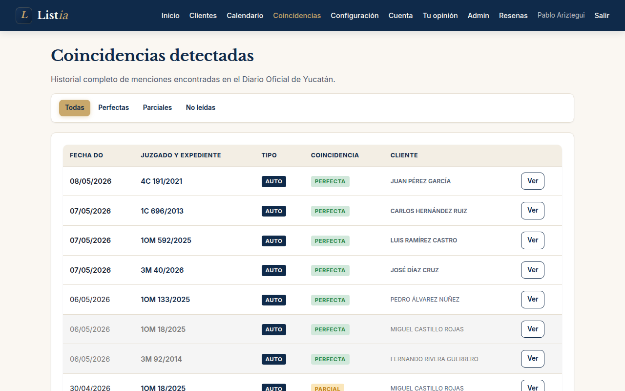 Atajo para varios expedientes del mismo juzgado